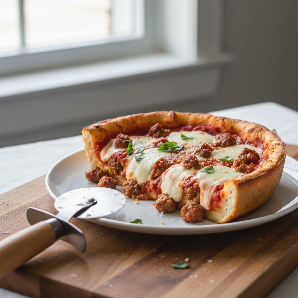 Chicago-Style Sausage Deep Dish Pizza recipe - American-Italian medium difficulty dish