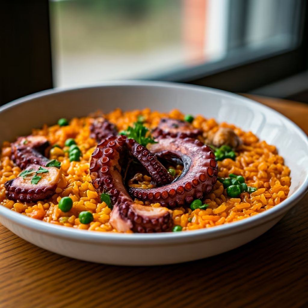 Octopus and Crab Seafood Paella recipe - Spanish medium difficulty in Seafood category