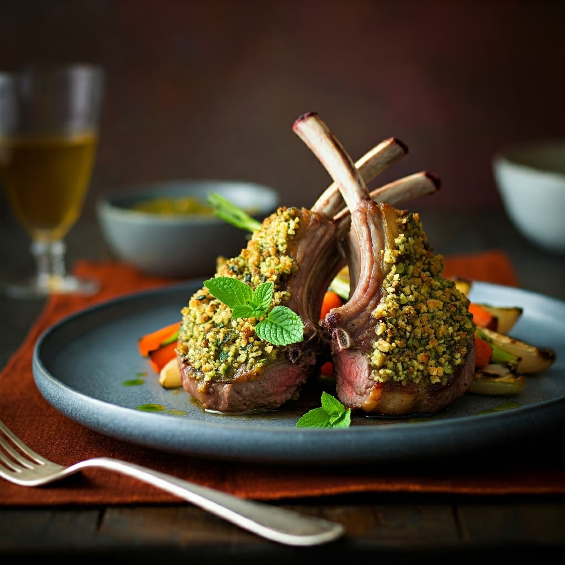 Mint-Crusted Lamb Chops recipe - delicious medium difficulty in Grilling, Dinner category