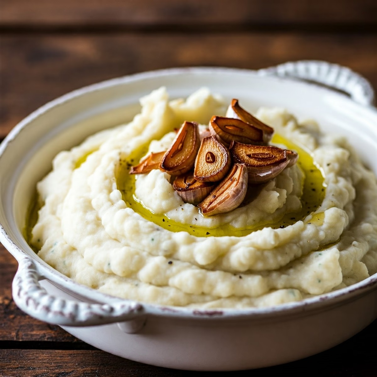 Mashed Cauliflower with Roasted Garlic Recipe @ TotallyChefs