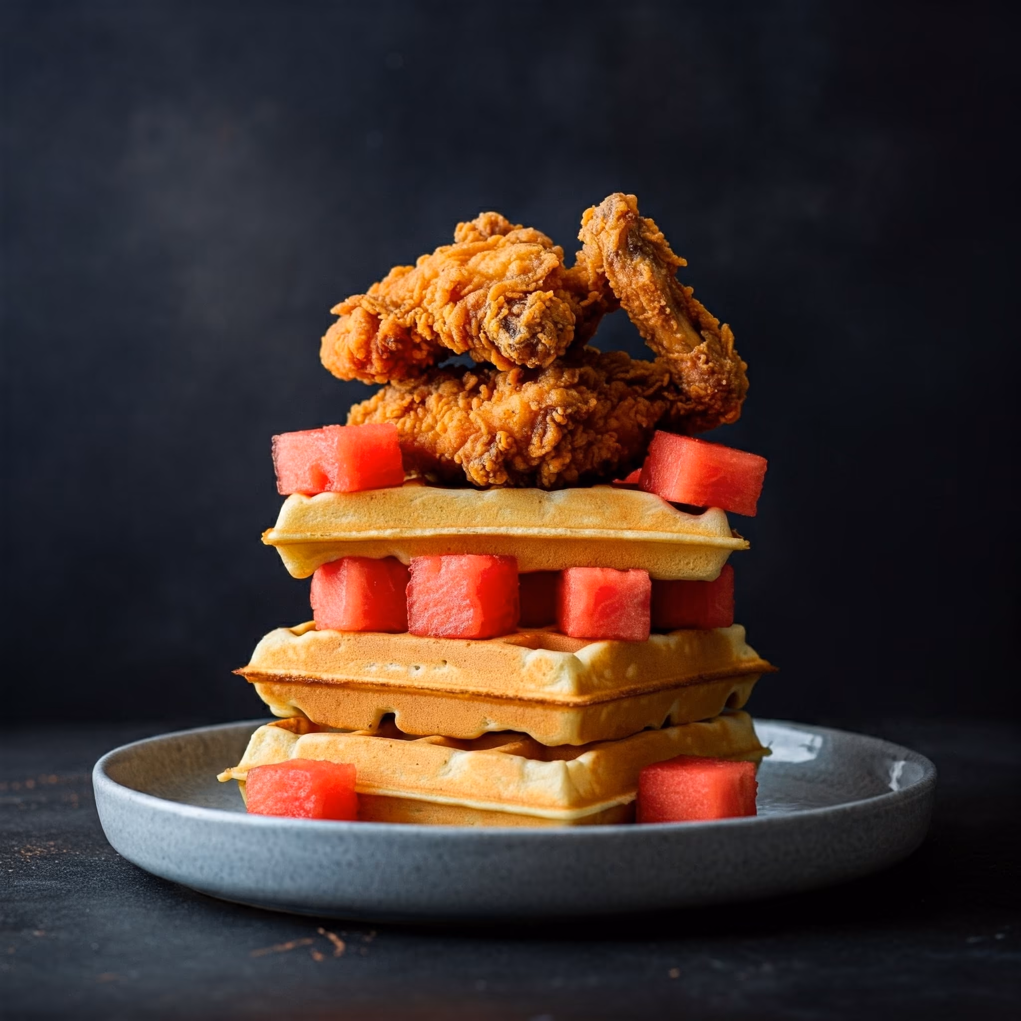 Chicken & Watermelon & Waffles recipe - American medium difficulty dish