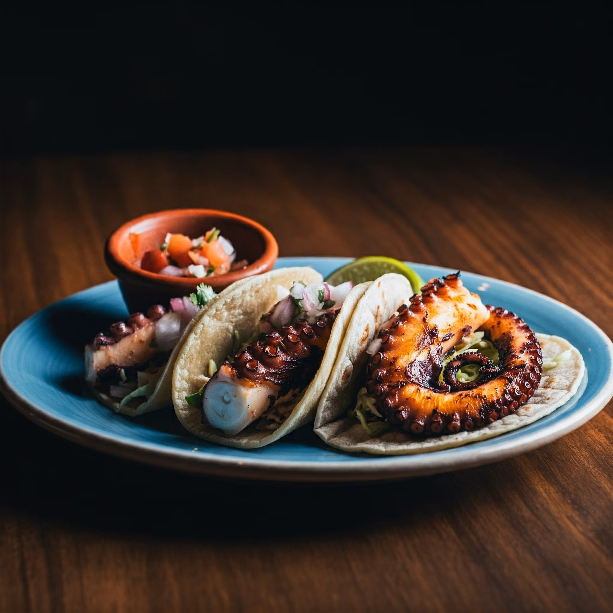 Grilled Octopus Tacos recipe - Mexican medium difficulty in Grilling, Tacos & Wraps, Seafood category