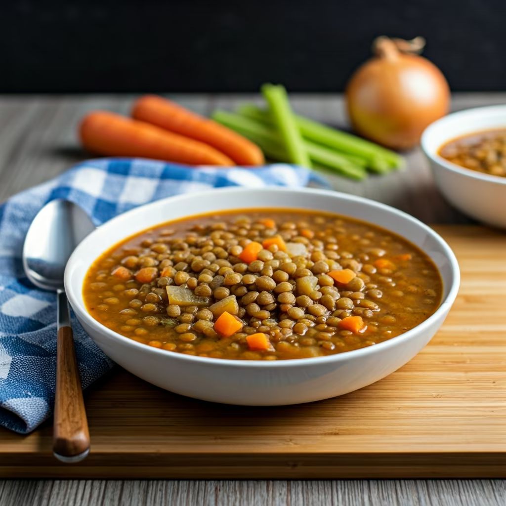 Chunky Lentil Vegetable Soup recipe - delicious easy difficulty in Vegetarian category