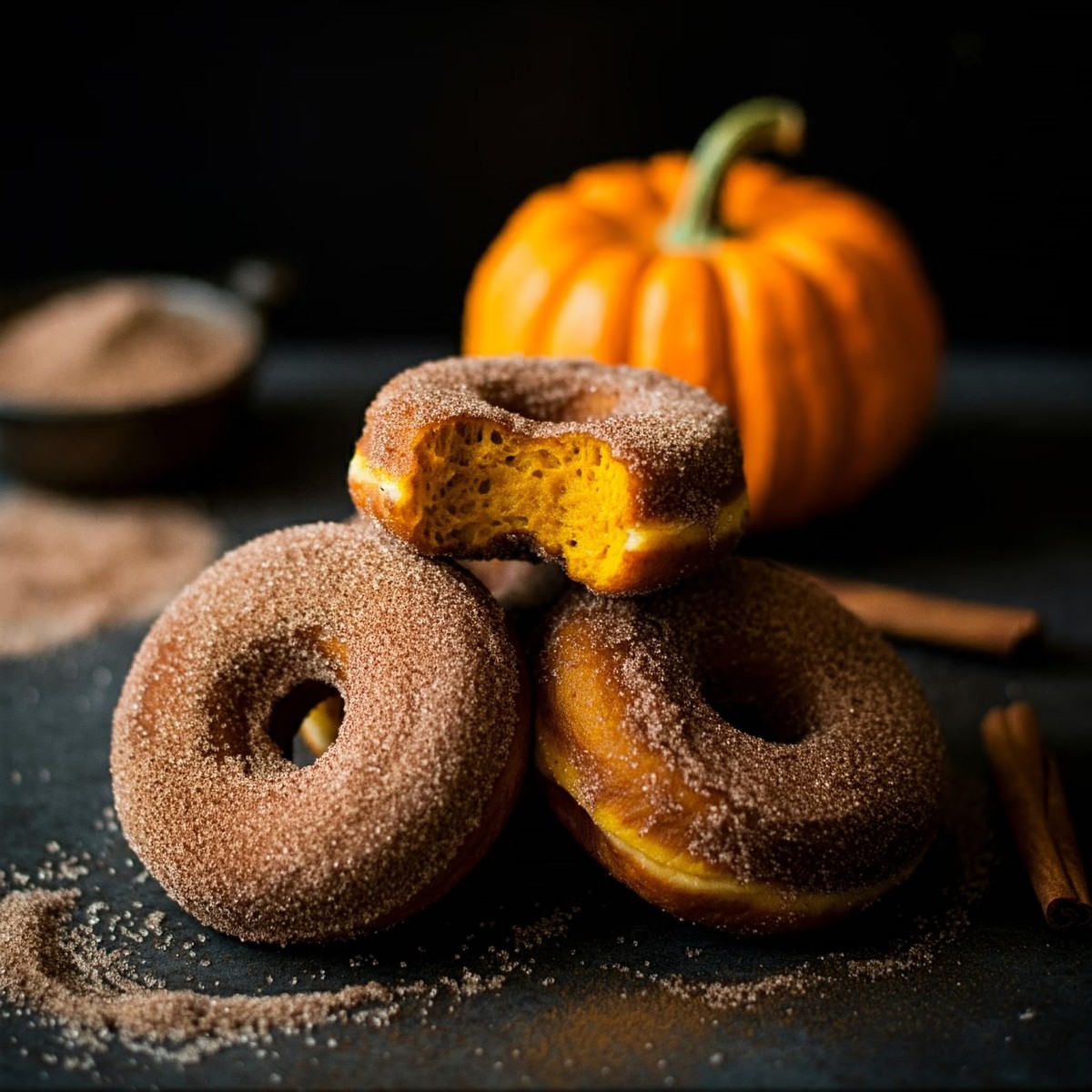 Pumpkin Donuts with Cinnamon &amp; Sugar Recipe @ TotallyChefs