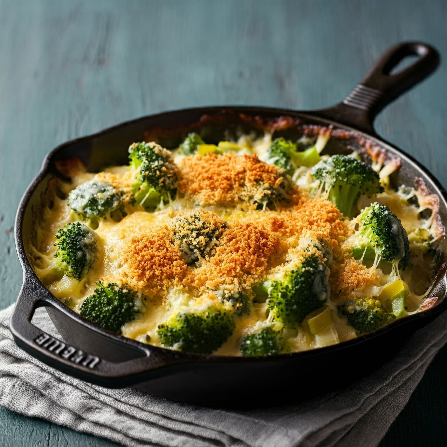 Broccoli and Cheddar Casserole with Leeks recipe - delicious easy difficulty in Casseroles, Cheese Dishes, Vegetables category