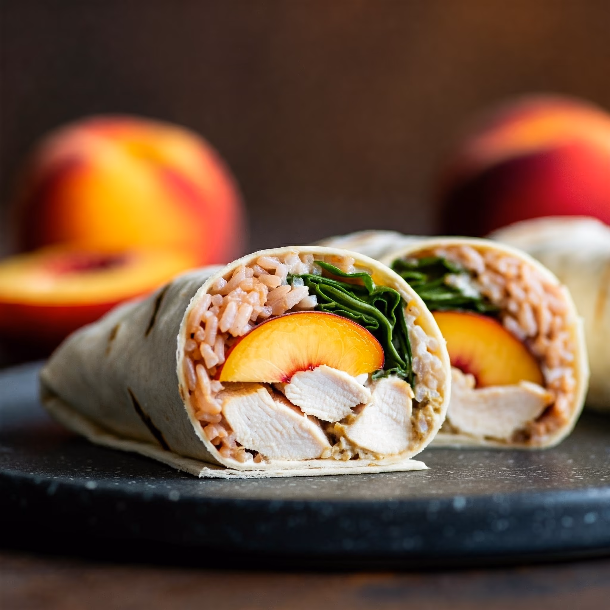 Chicken Rice and Nectarine Wraps recipe - delicious easy difficulty in Healthy Meals, Chicken category