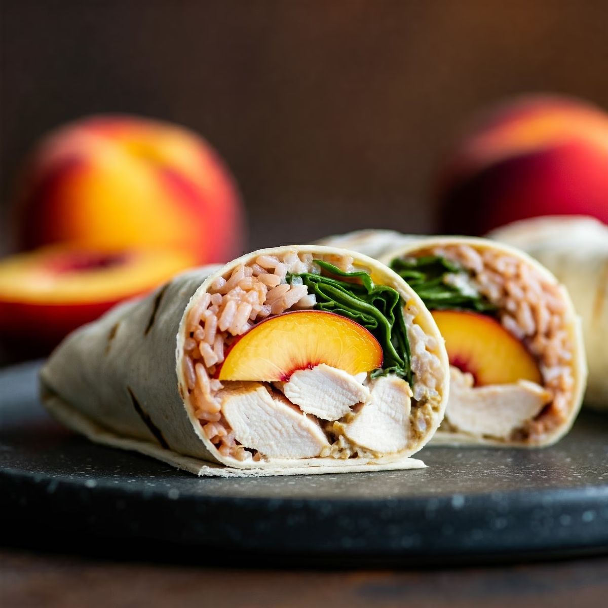 Chicken Rice and Nectarine Wraps recipe - American easy difficulty dish