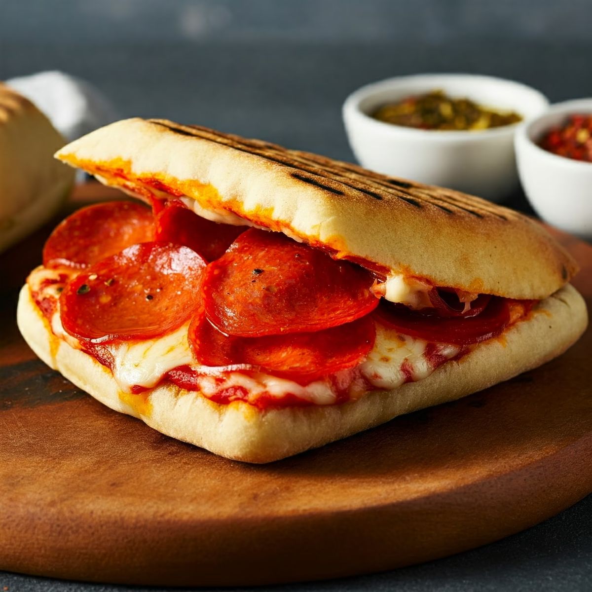 Pepperoni Pizza Flatbread Panini recipe - American easy difficulty dish
