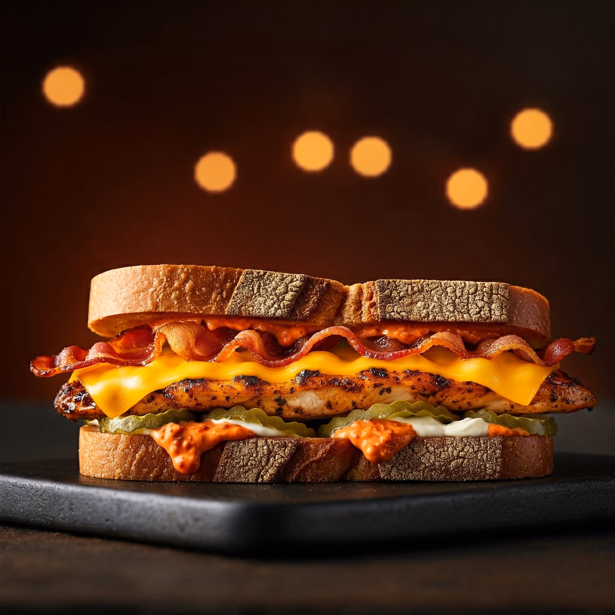 Bacon and Sriracha Chicken Sandwich recipe - American easy difficulty in Chicken, Sandwiches, Bacon category