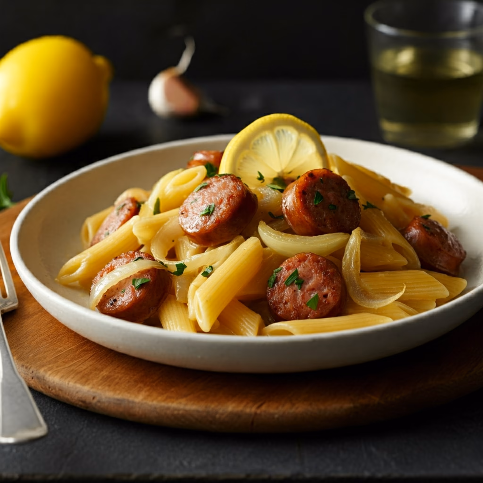 Italian Sausage and Onion Pasta with Lemon Garlic Sauce recipe - delicious medium difficulty in Pasta category