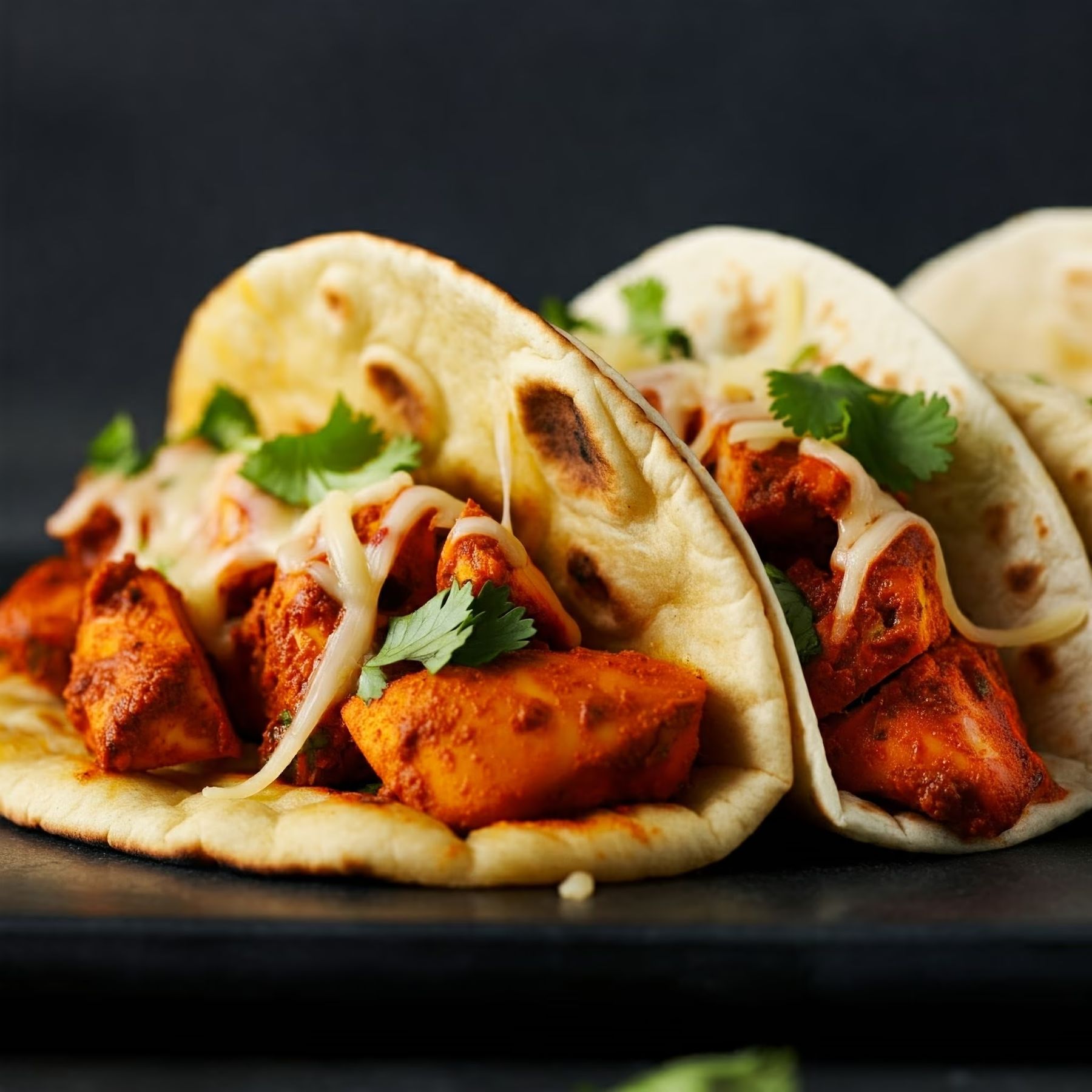 Spicy Tandoori Chicken Naan Tacos recipe - Other medium difficulty in Street Food, Tacos & Wraps category
