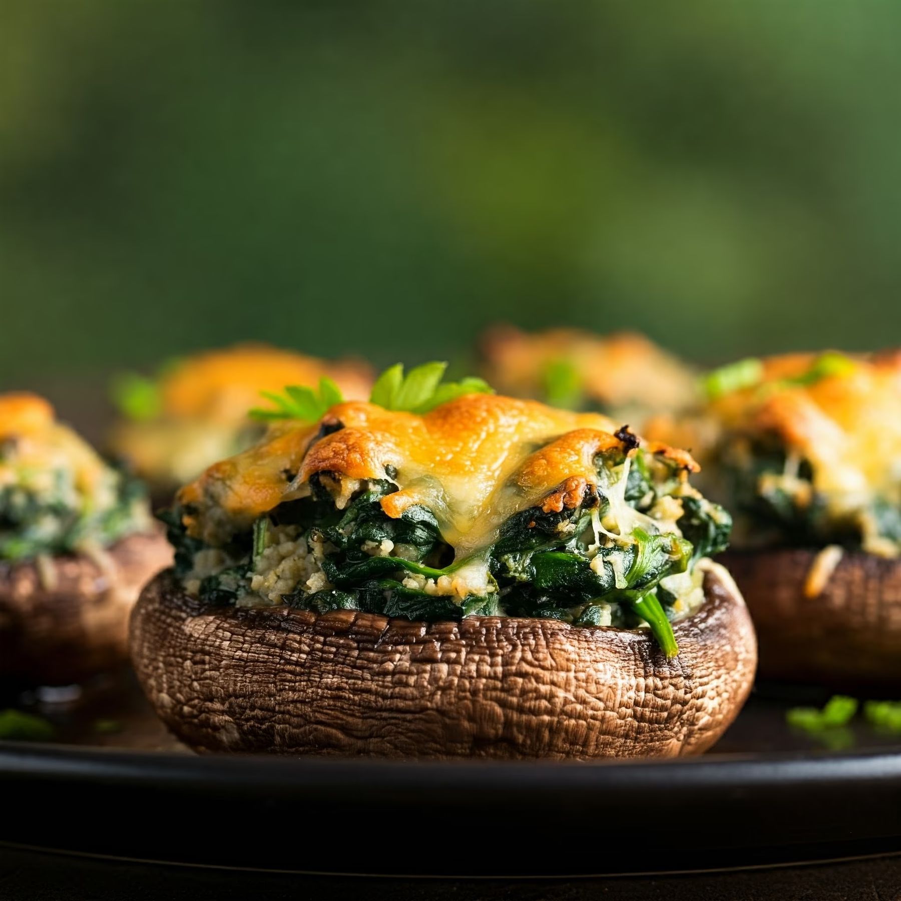 Cheesy Spinach Stuffed Portabella Mushrooms recipe - delicious medium difficulty in Vegetarian, Healthy Meals, Mushrooms category