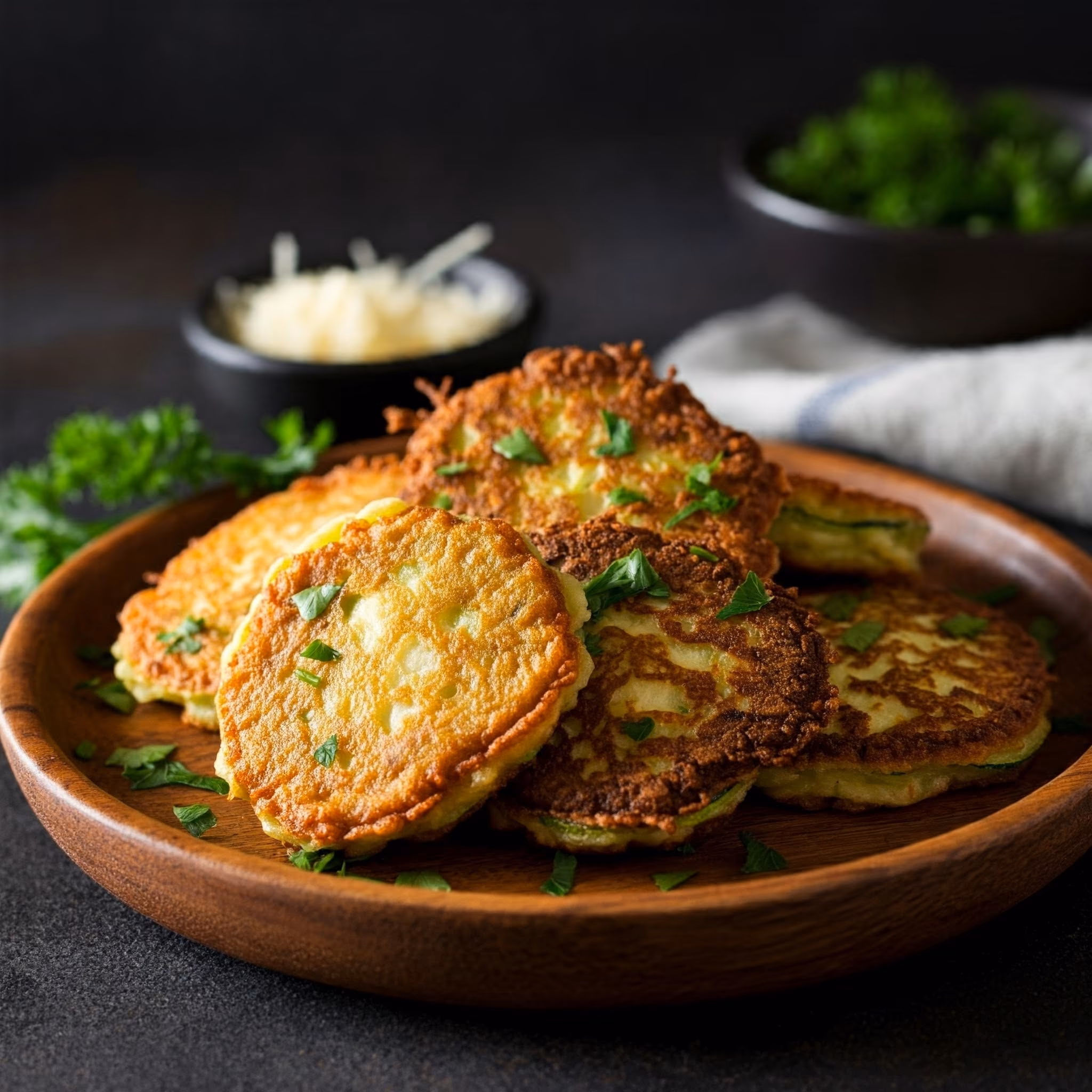 Crispy Parmesan Zucchini Fritters recipe - American medium difficulty in Snacks, Appetizers, Finger Foods category
