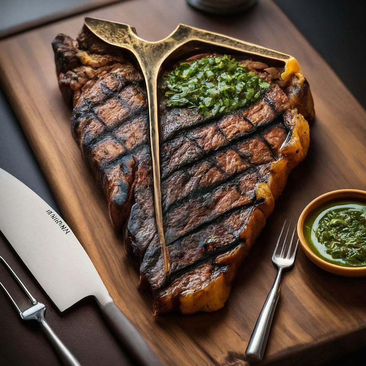 Grilled T-Bone Steak with Chimichurri Sauce recipe - American medium difficulty dish