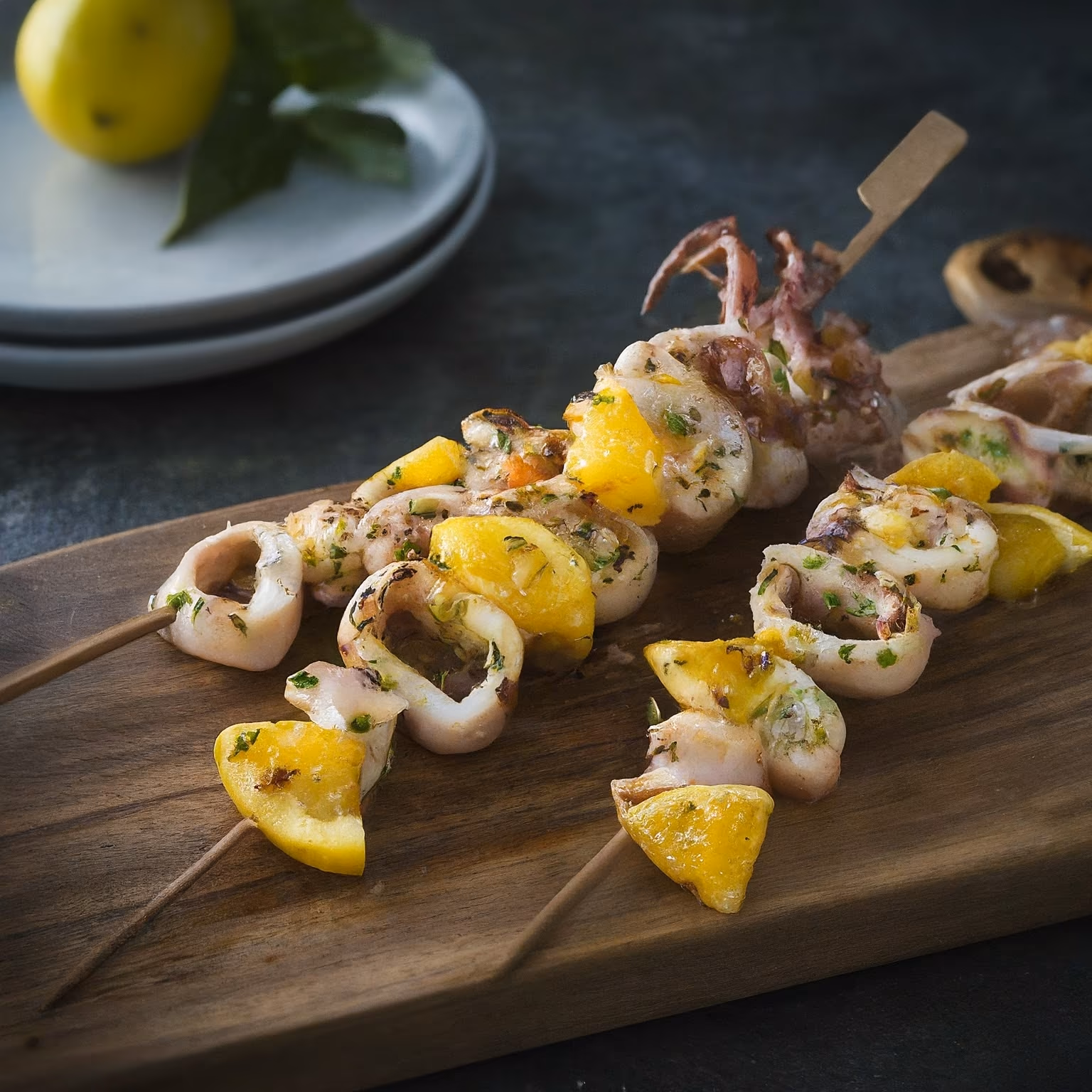 Grilled Squid Skewers with Citrus Marinade recipe - delicious medium difficulty in Seafood category