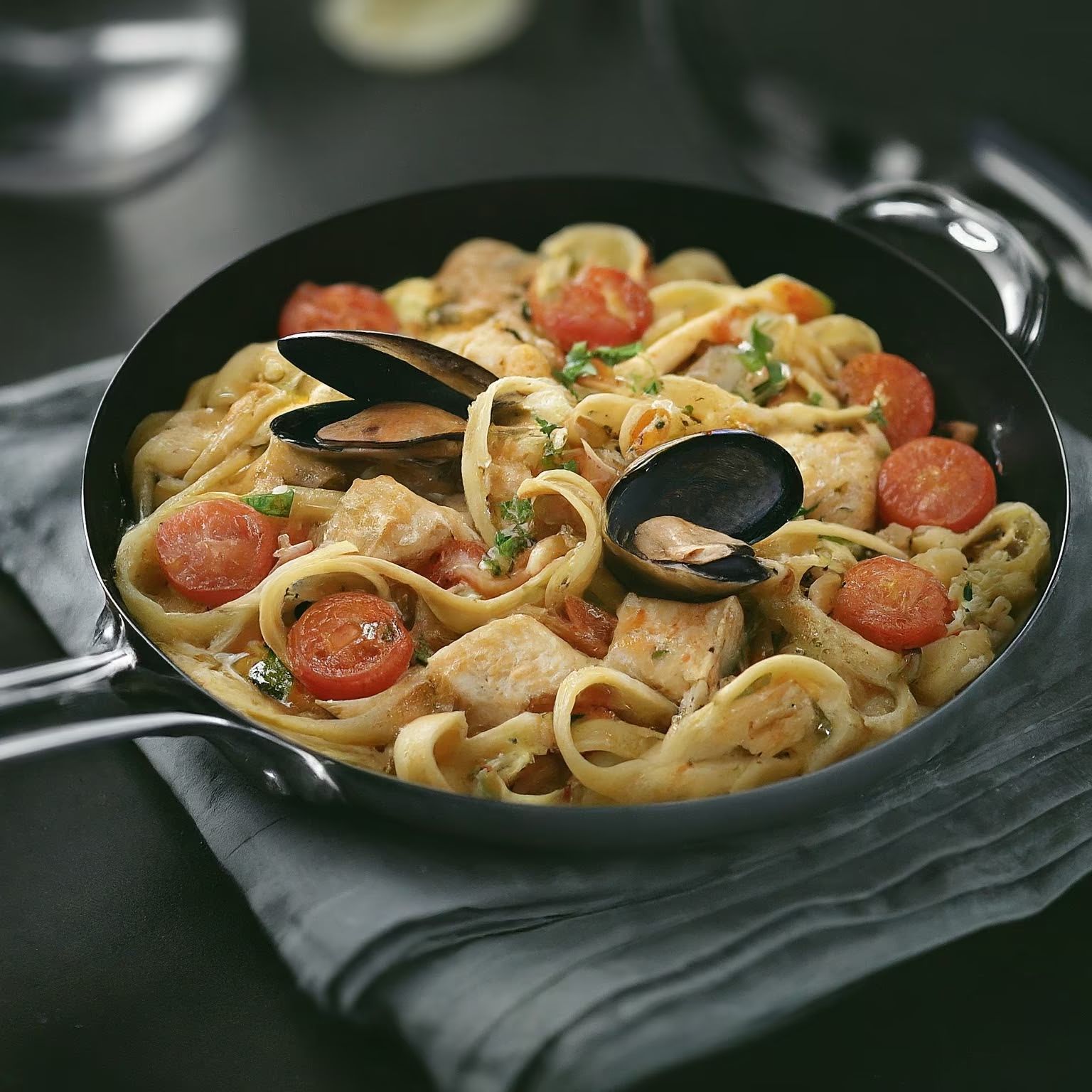 Mediterranean Fish Pasta recipe - delicious medium difficulty in Pasta, Seafood category
