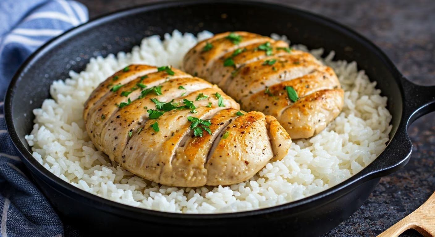 Garlic Chicken and White Rice Skillet recipe - delicious medium difficulty in Comfort Food category