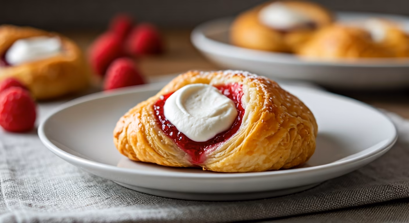 Raspberry Almond Cream Cheese Danish recipe - delicious easy difficulty in Breakfast, Baking category