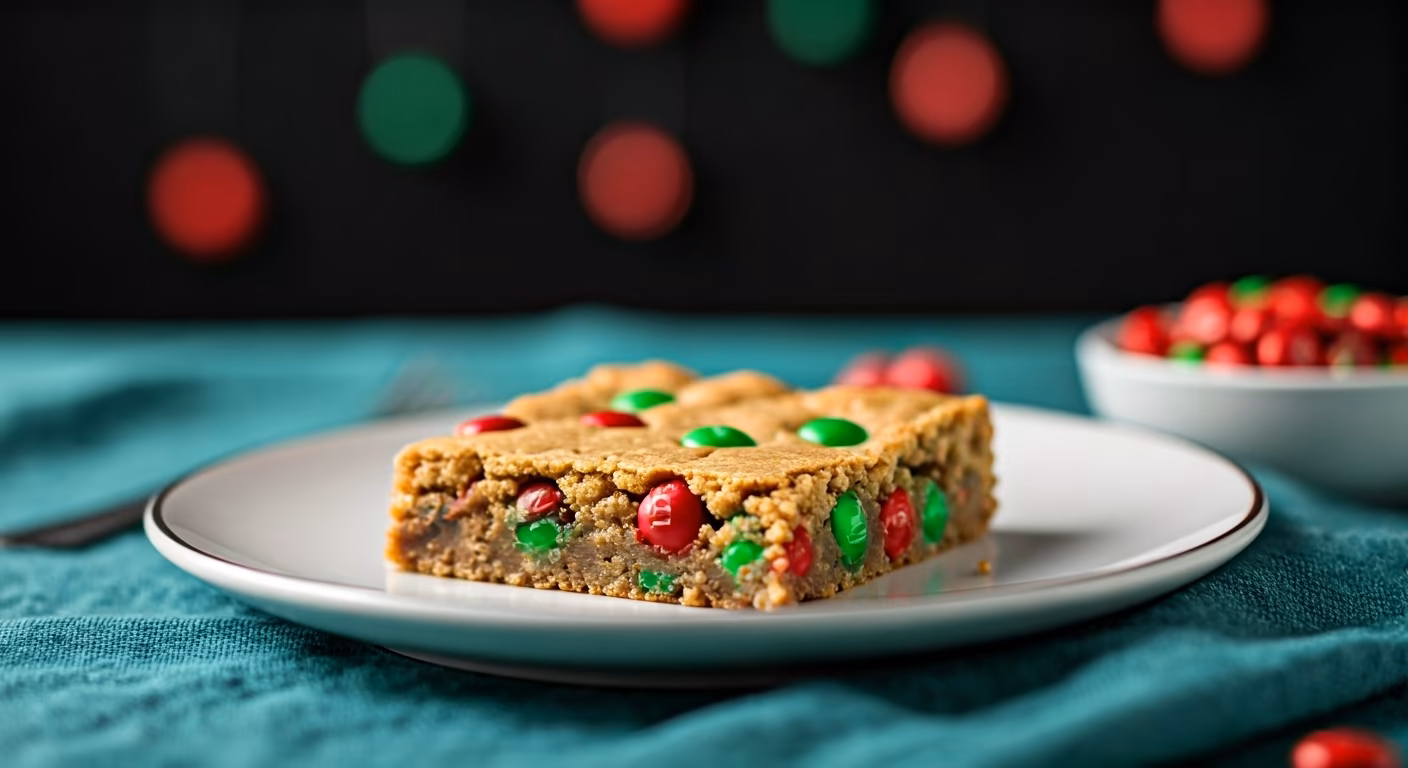Christmas M&M Cookie Bars recipe - American easy difficulty in Holiday Sweets, Baking, Treats category
