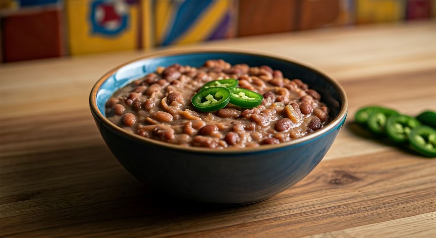 Spicy Refried Beans recipe - Mexican easy difficulty in Party Food, Dips & Spreads, Beans & Lentils category