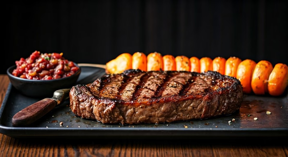 Grilled BBQ Steak with Roasted Vegetables Recipe @ TotallyChefs