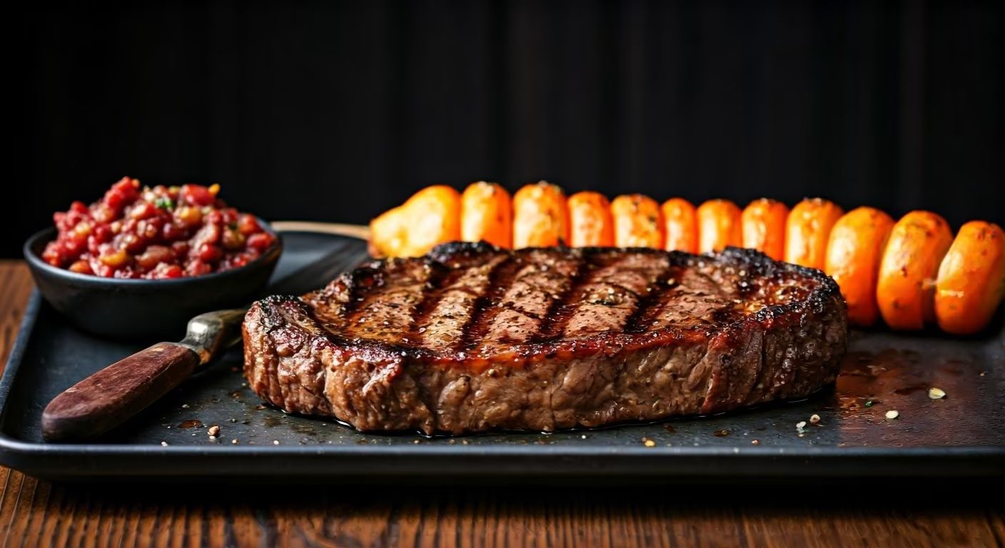 Grilled BBQ Steak with Roasted Vegetables recipe - delicious medium difficulty in Grilling category