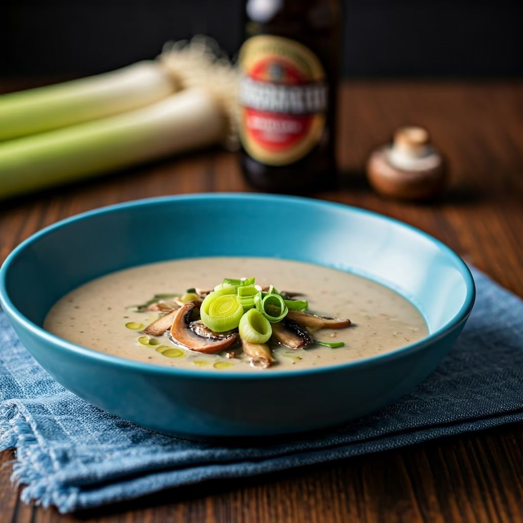 Creamy Leek & Mushroom Soup recipe - American easy difficulty dish