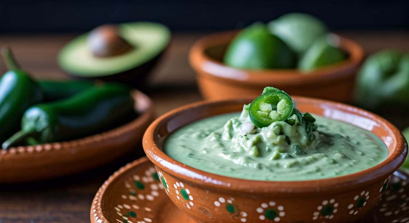 Green Chile Creamy Avocado Salsa recipe - Mexican easy difficulty in Party Food, Dips & Spreads category
