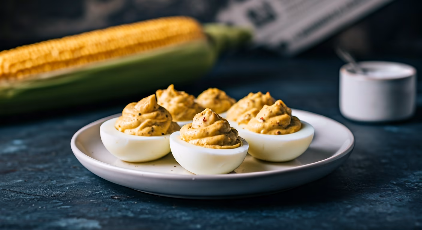 Mustardy Deviled Eggs recipe - American easy difficulty in Party Food, Appetizers, Eggs category