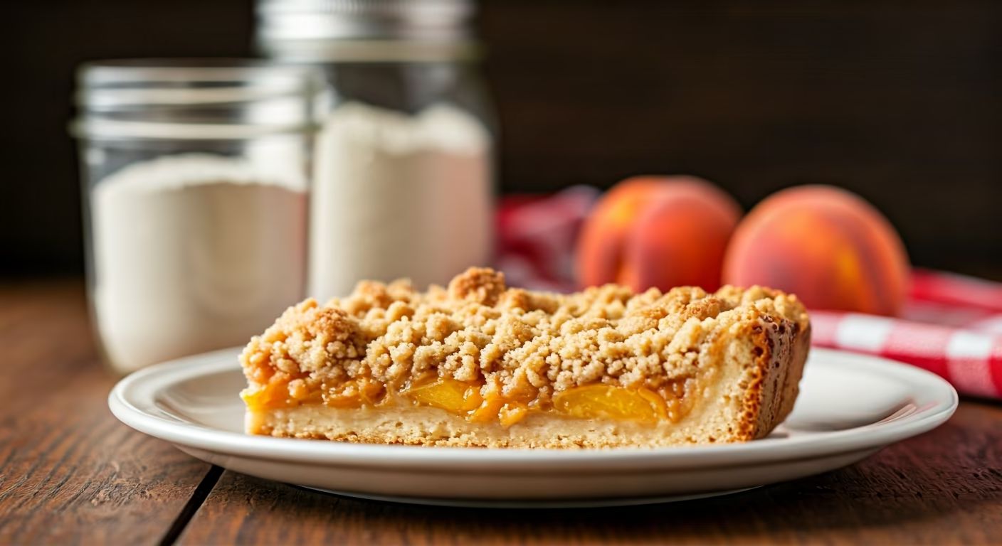 Peach Crumb Bars recipe - delicious easy difficulty in Snacks, Baking category