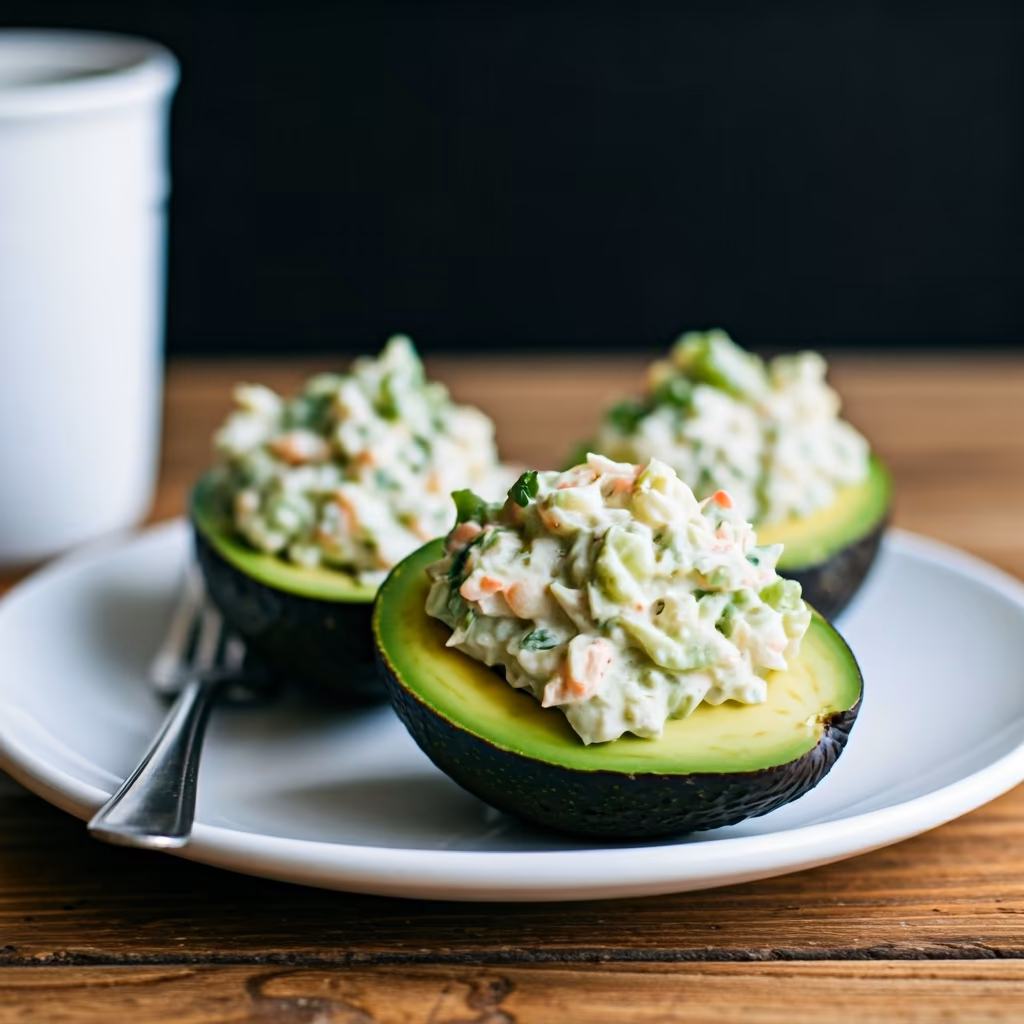 Crab Salad in Avocado Halves recipe - delicious easy difficulty in Salads, Lunch, Shellfish category