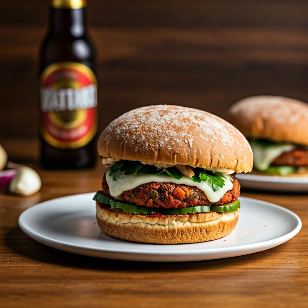 Vegan Pizza Burger recipe - American easy difficulty in Vegetarian, Vegan, Healthy Meals category