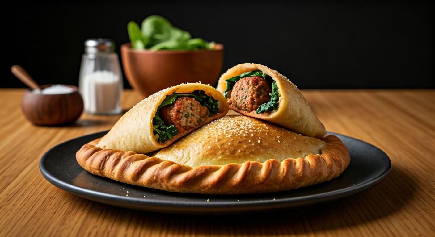Spinach Meatball Calzones recipe - delicious easy difficulty in Sausages, Sandwiches category