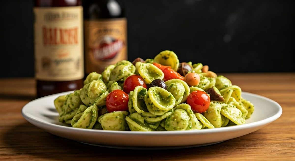 Loaded Creamy Vegan Pesto Pasta recipe - American easy difficulty dish
