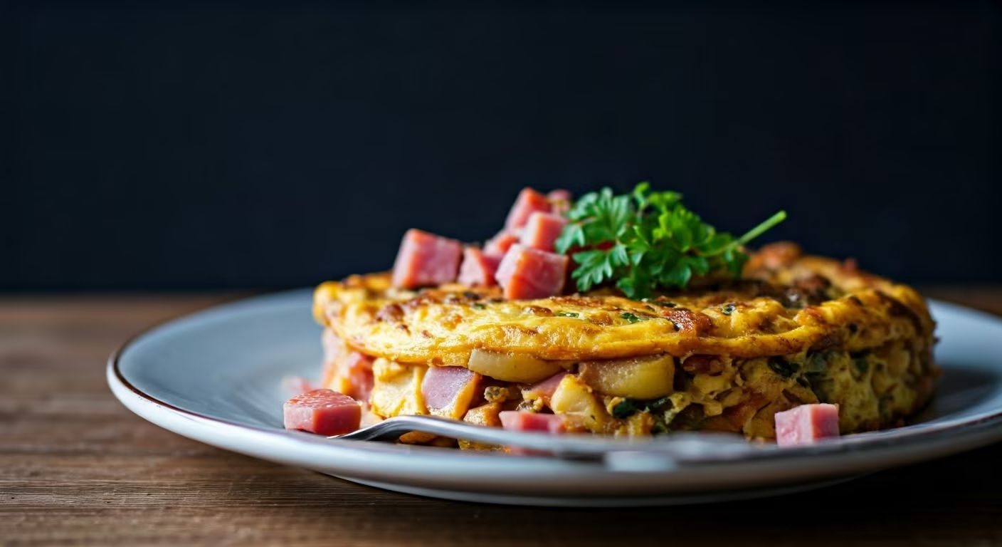 Ham and Potato Frittata recipe - American medium difficulty in Brunch, Breakfast category