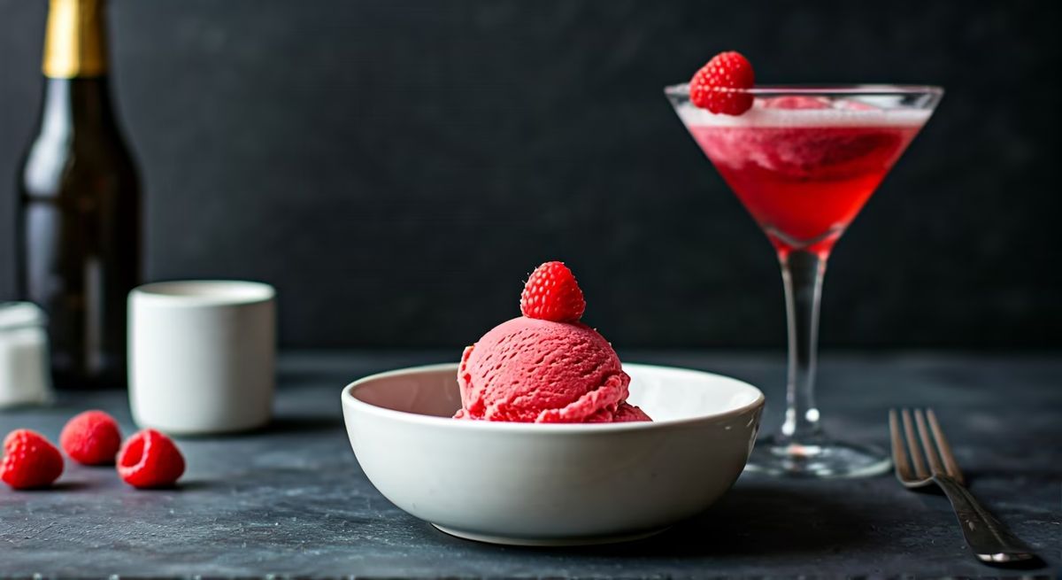 Raspberry Sorbet Champagne Drink recipe - American easy difficulty dish