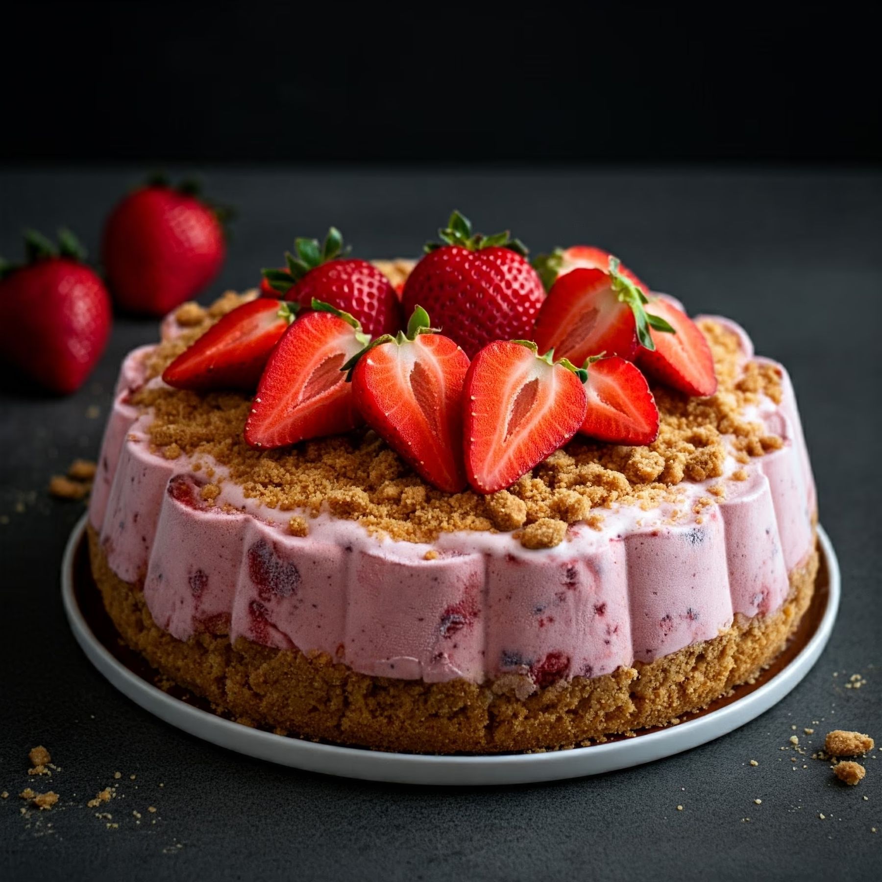 Frozen Strawberry Crunch Cake recipe - delicious easy difficulty in Desserts, Frozen Treats category