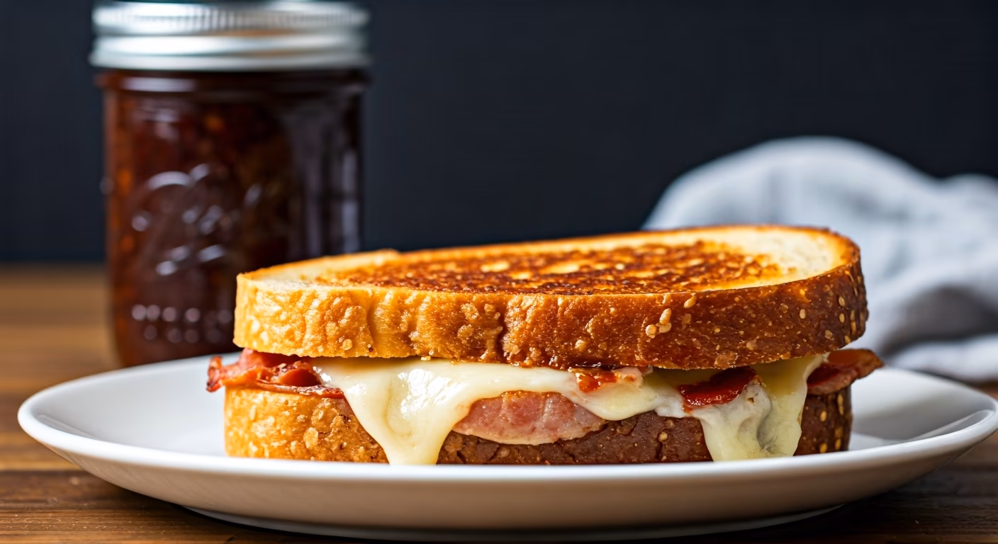 Smoked Cheddar Grilled Cheese with Bacon Jam recipe - American easy difficulty in Sandwiches, Bacon category
