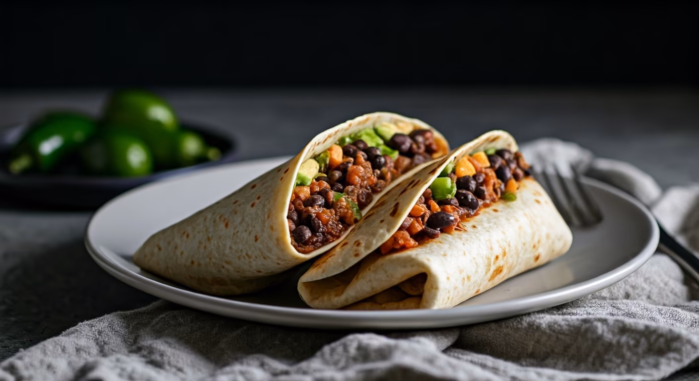 Easy Black Bean Burritos recipe - Mexican easy difficulty in Vegetarian, Vegan, Tacos & Wraps category