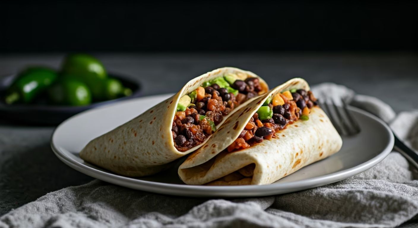 Easy Black Bean Burritos recipe - delicious easy difficulty in Vegetarian, Vegan, Tacos & Wraps category