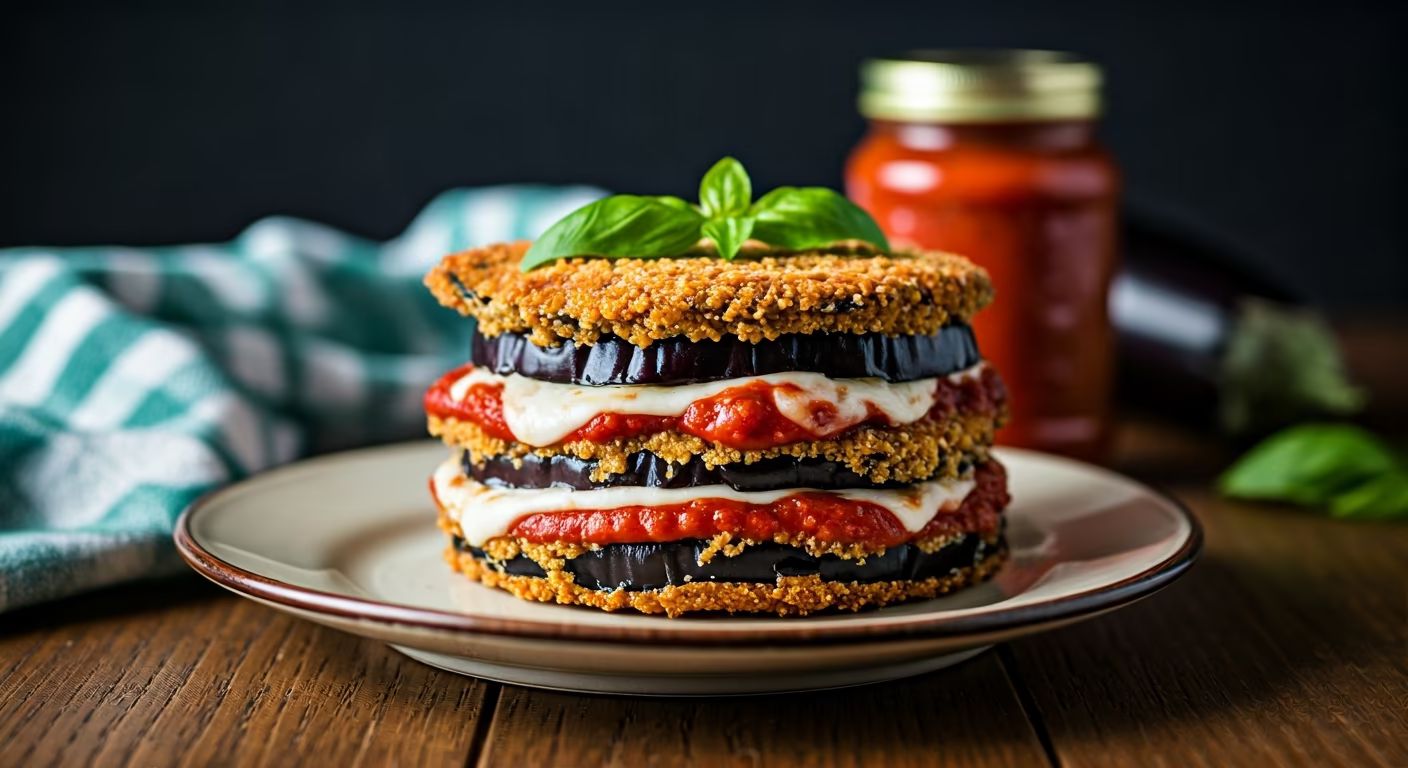 Stacked Eggplant Parmesan recipe - Italian easy difficulty in Vegetarian, Vegan, Healthy Meals category