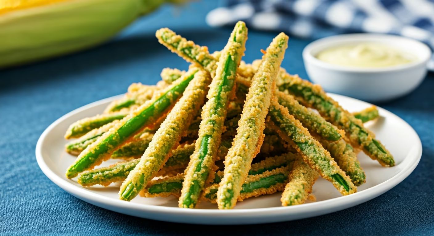 Crispy Fried Green Beans with Wasabi Mayo recipe - American easy difficulty in Vegetarian, Vegetables, Fried Foods category