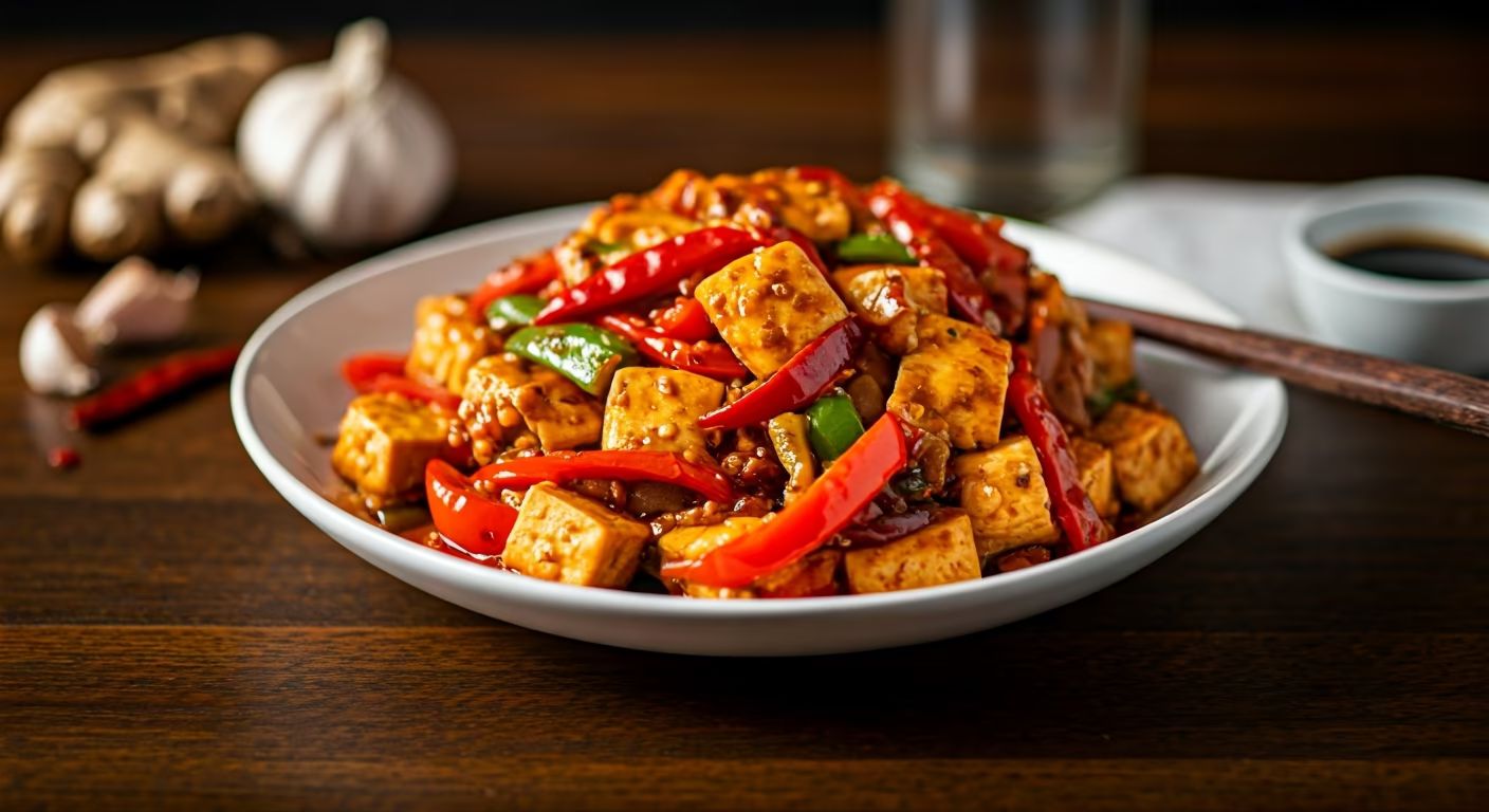 Szechuan Tofu and Peppers recipe - Chinese easy difficulty in Vegan, Tofu, Vegetables category
