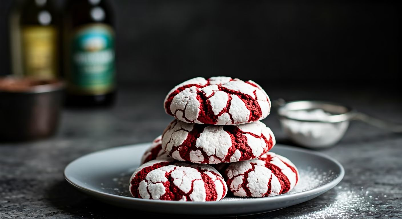 Red Velvet Cream Cheese Crinkle Cookies recipe - American easy difficulty in Baking, Treats, Cookies category