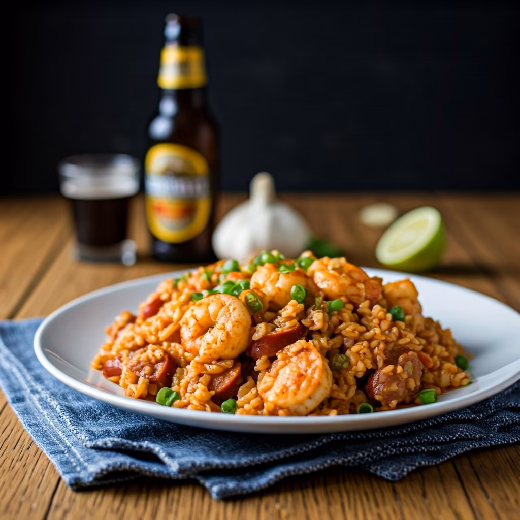 Chicken, Andouille and Shrimp Jambalaya recipe - American easy difficulty in One-Pot Meals, Chicken, Seafood category