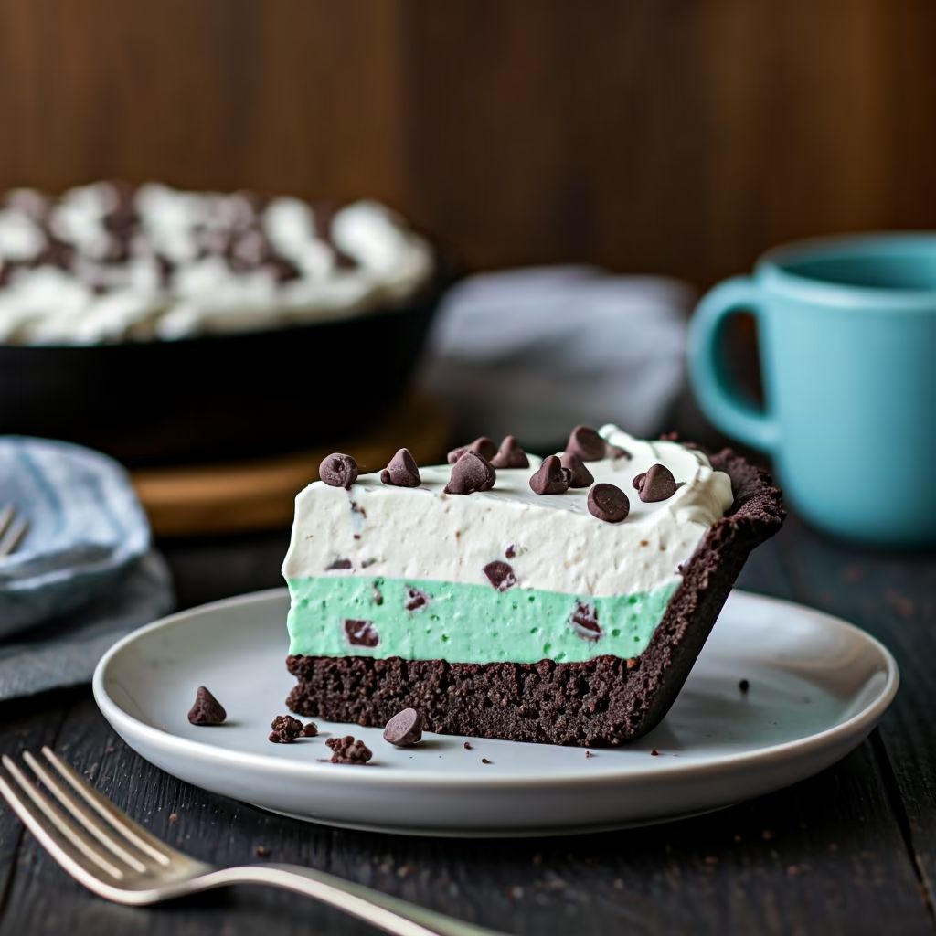 No Bake Mint Chocolate Chip Pie recipe - delicious easy difficulty in Desserts, Treats category