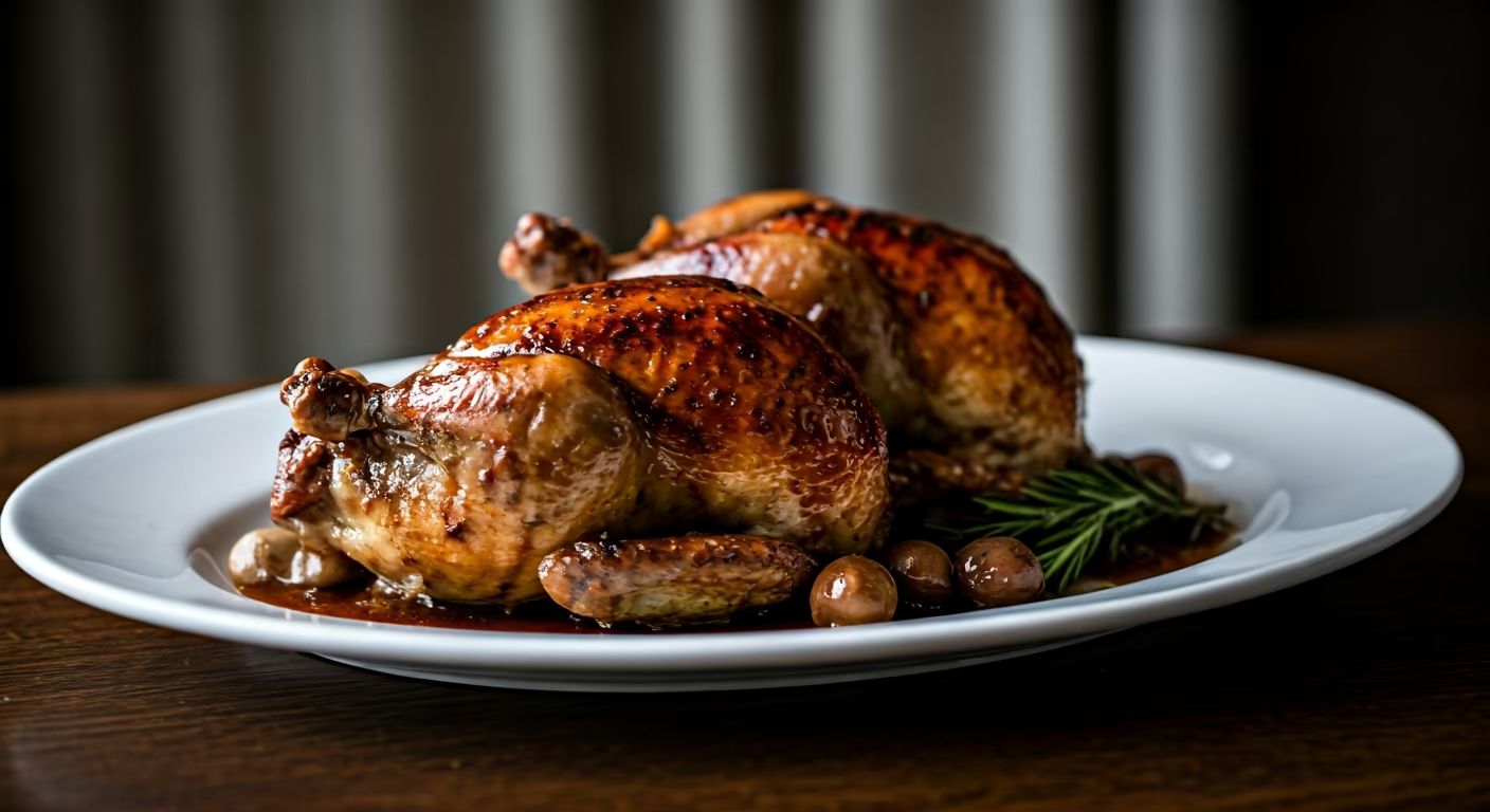 Cornish Game Hens with Bourbon Glaze recipe - delicious easy difficulty in Main Dishes, Chicken category