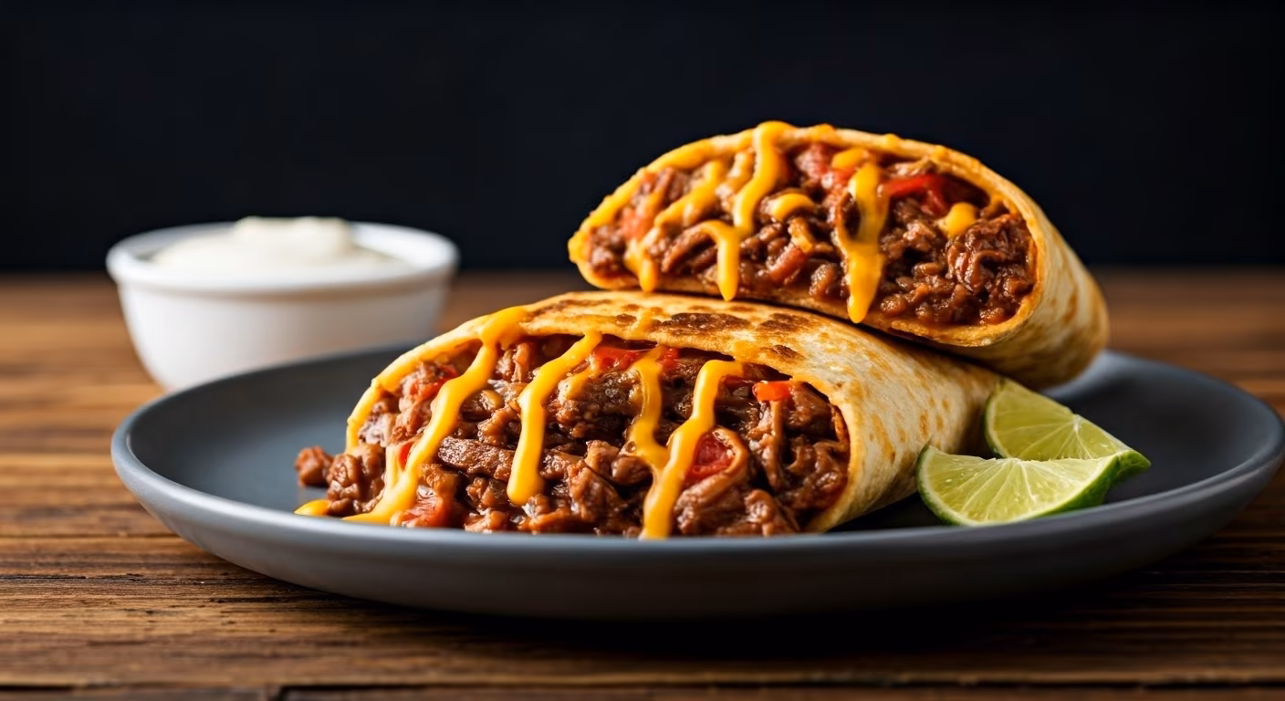Cheesy Beef Chimichangas recipe - Other medium difficulty in Street Food, Tacos & Wraps category