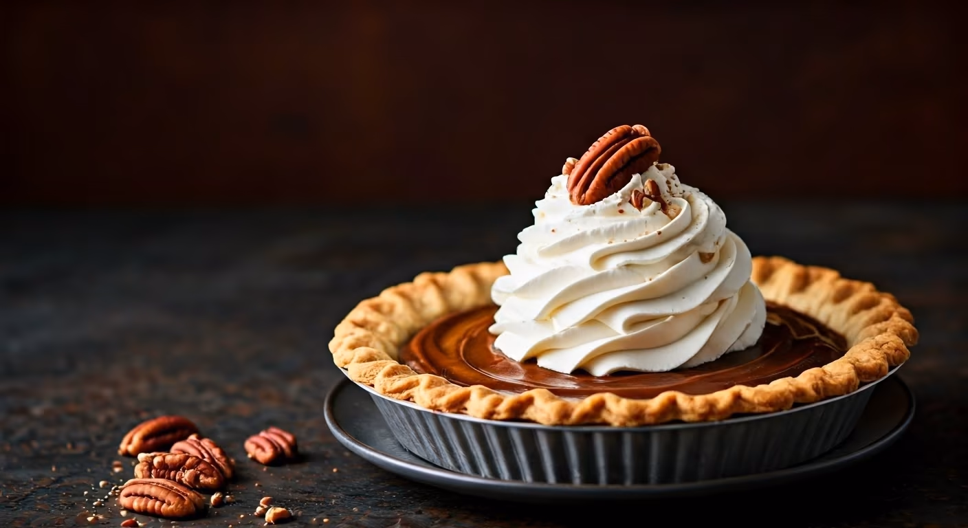 Maple Pecan Pie with Bourbon Whipped Cream recipe - American medium difficulty in Pie category