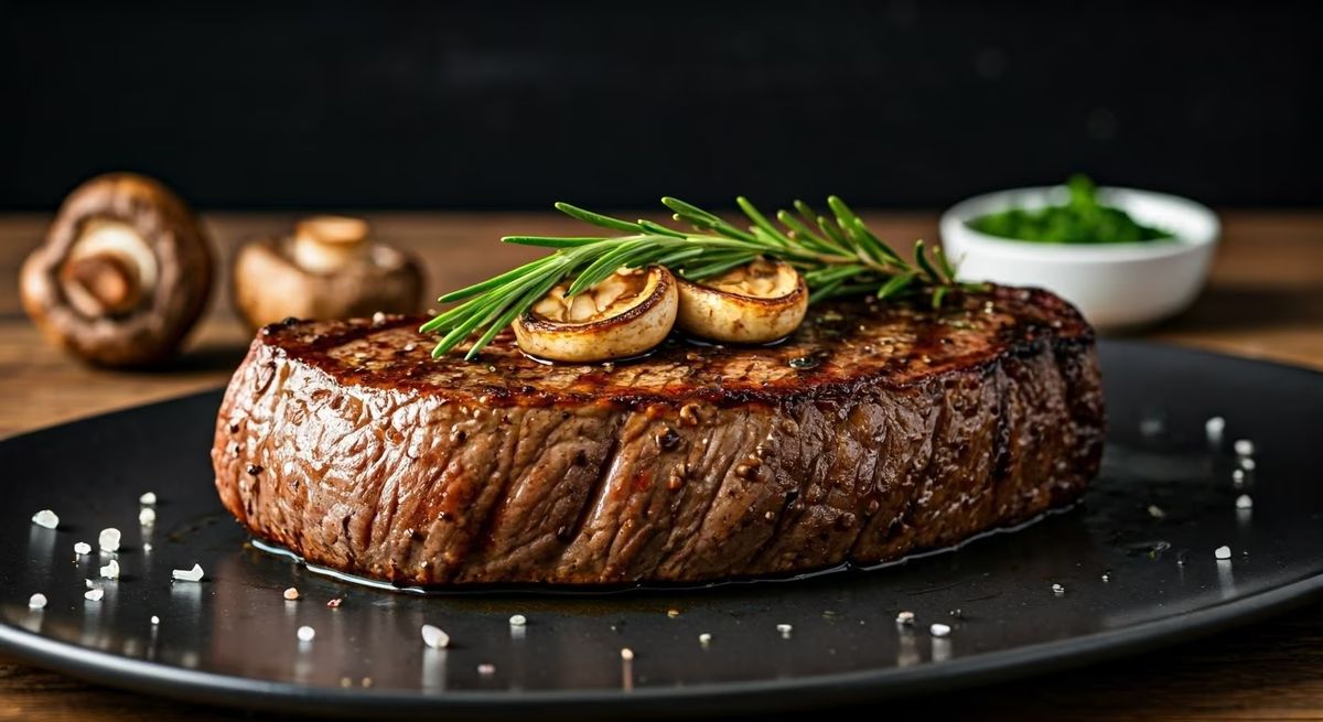 Garlic Butter Sirloin Steak with Baby Bell Mushrooms recipe - American medium difficulty dish